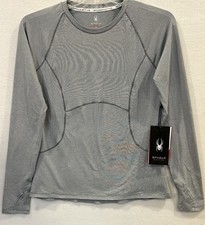 NWT Spyder Active Shirt Women  s Medium Gray Active Running Thumb Hole Zip Pocket