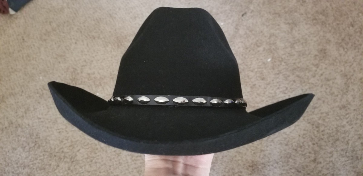 Vintage Wrangler 4X Beaver Black Felt Cowboy Hat 7 3/8 Made in