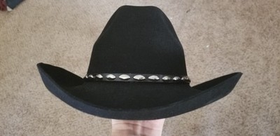 Vintage Wrangler 4X Beaver Black Felt Cowboy Hat 7 3/8 Made in