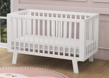 Wooden Baby Crib 3-Height Adjustable Wood Mini Crib Non-Toxic Finish In White