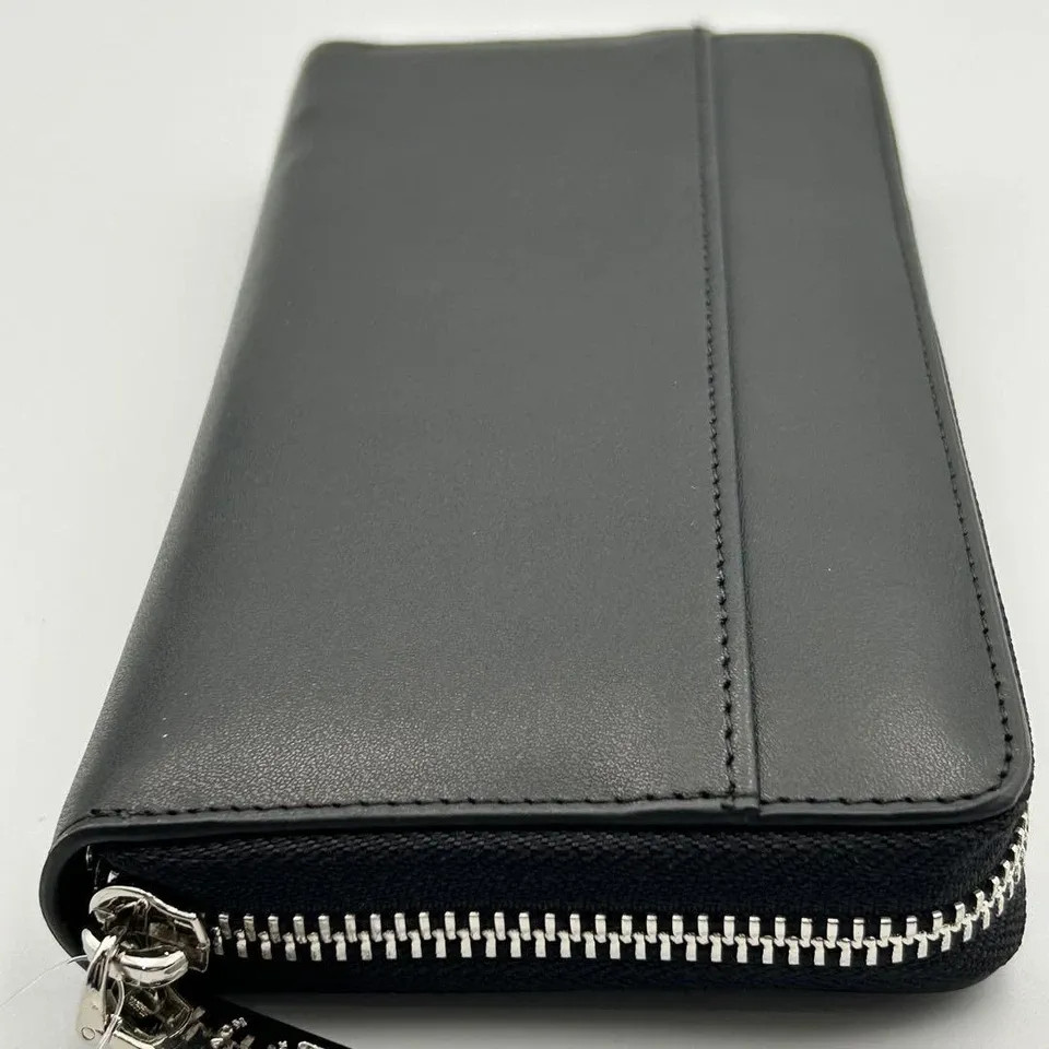 COACH x PEANUTS Long Wallet Snoopy Woodstock Leather Zip Black New