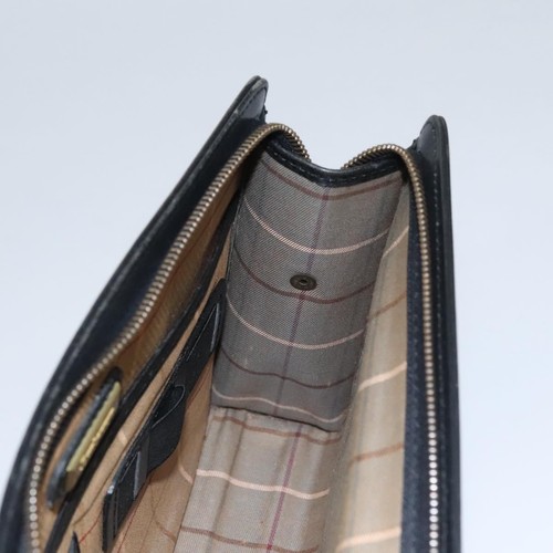 Burberry Check Link Black Leather Clutch Bag Authentic - Imagen 15 de 20