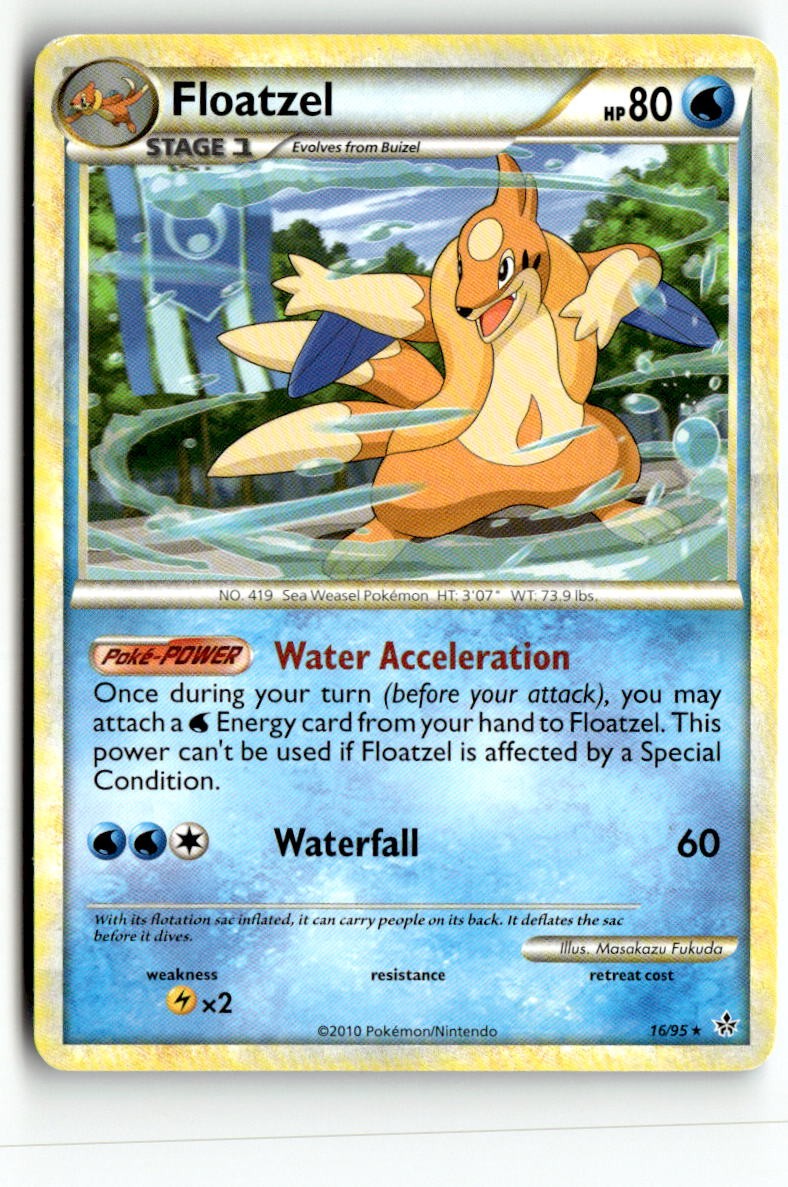 Floatzel 16/95 Rare HGSS Unleashed Pokemon Moderately Played