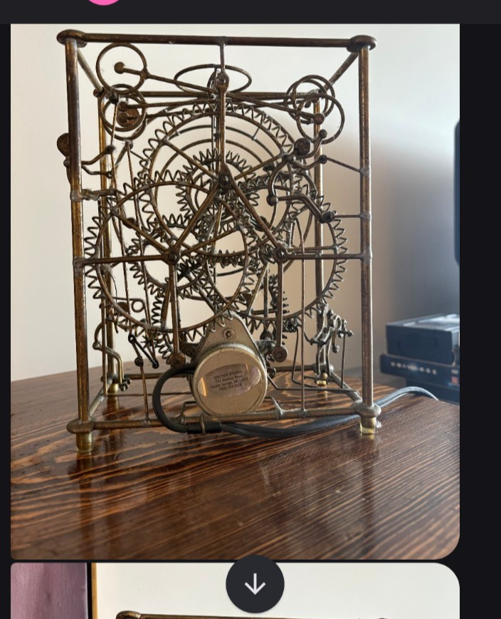 キネティックアート　アメリカ　GORDON BRANDT作　モーション　オブジェ 6 Man Gordon Bradt Kinetic Brass Sculpture Clock by Kinetico
