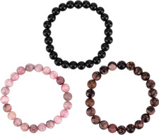 3Pcs Natural Stone Beaded Bracelet Set 8mm Stretch Crystal Bracelet Gift