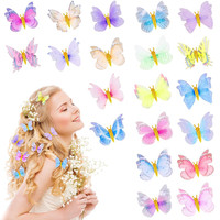 20 StüCk Schmetterling-Haarclips, Damen MäDchen Kinder Glitter 3D Schmetterling