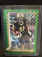 2025 Topps Chrome NFL Football Alvin Kamara Green Refractor Auto 21/99 hobby