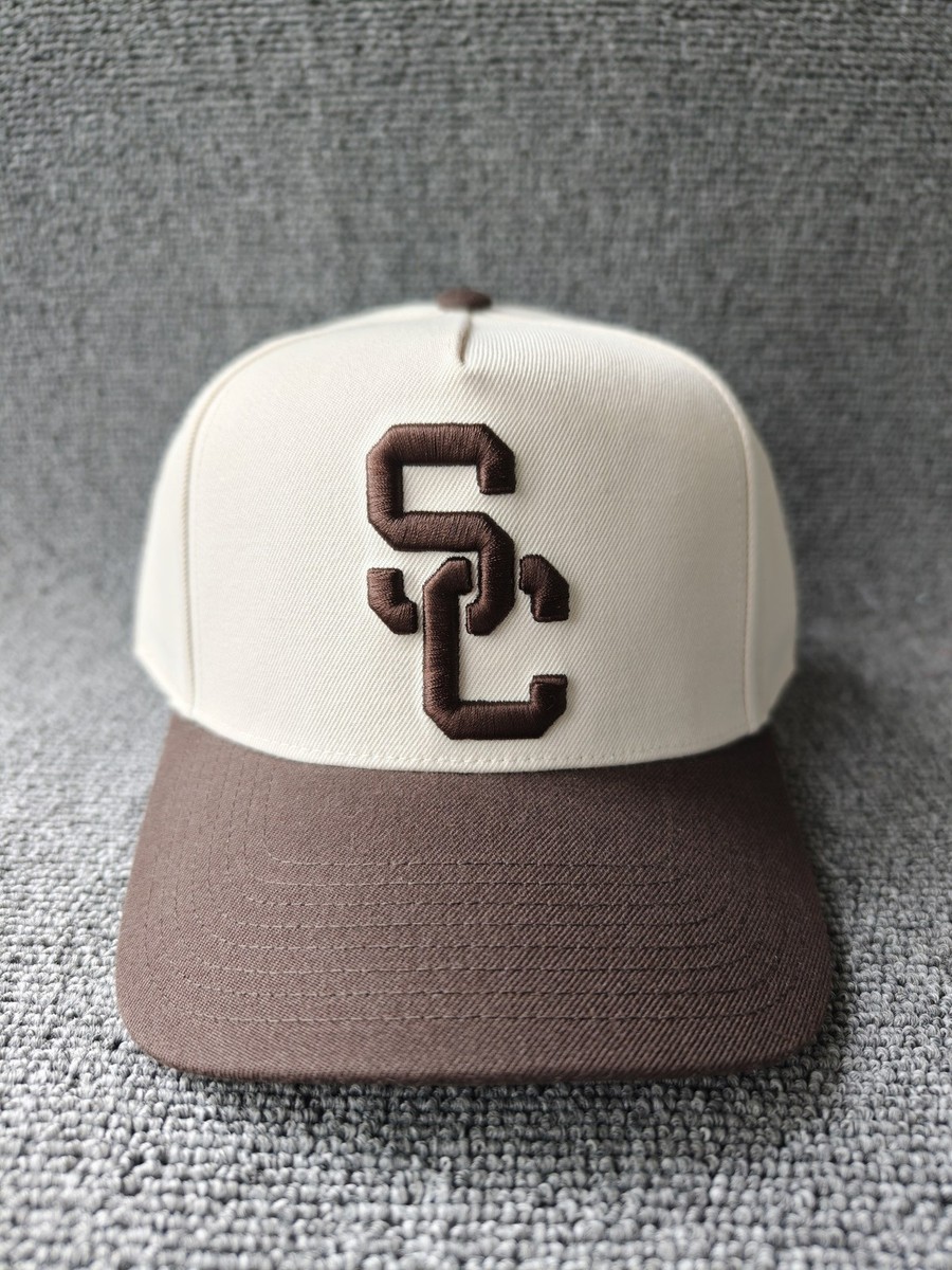 Mitchell & Ness USC Trojans SC Interlock Snapback Hat Cream Brown Cap 3019784