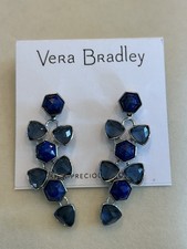 Nwt Vera Bradley Blue Geo Facets Convertible Drop Earrings Lapis