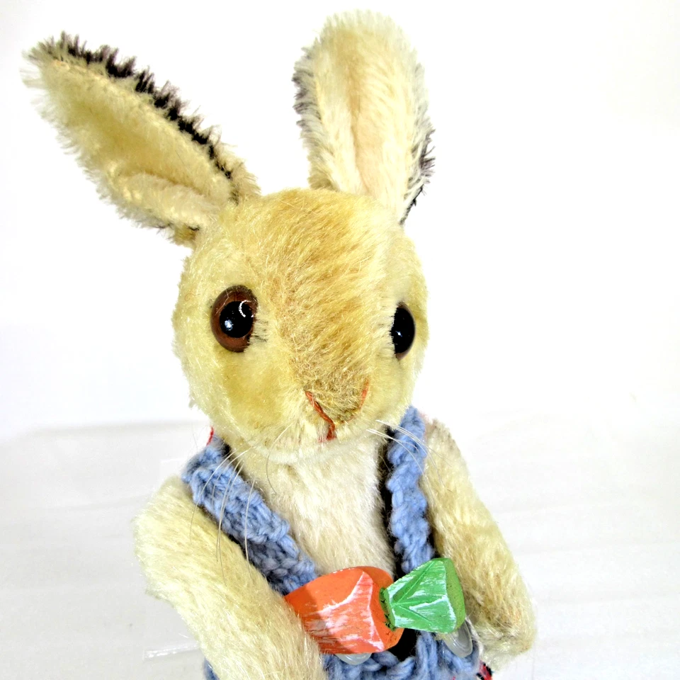 Vtg 1950s Steiff EASTER BUNNY rabbit mohair swivel head arms 9" + ears big eyes - Image 2 of 4
