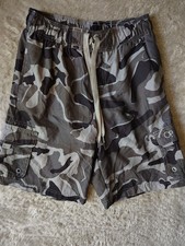 OP Ocean Pacific Men Small Gray Camo Cargo Lined Surf Swim Trunks Board Shorts