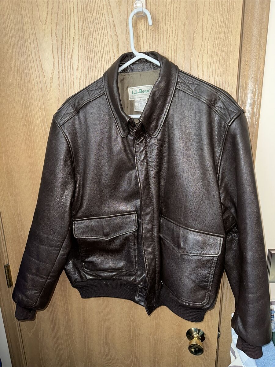 LL Bean Goatskin Leather A2 Flight Bomber Jacket Black USA LL Bean Goatskin Leather A2 Flight Bomber Jacket Black USA