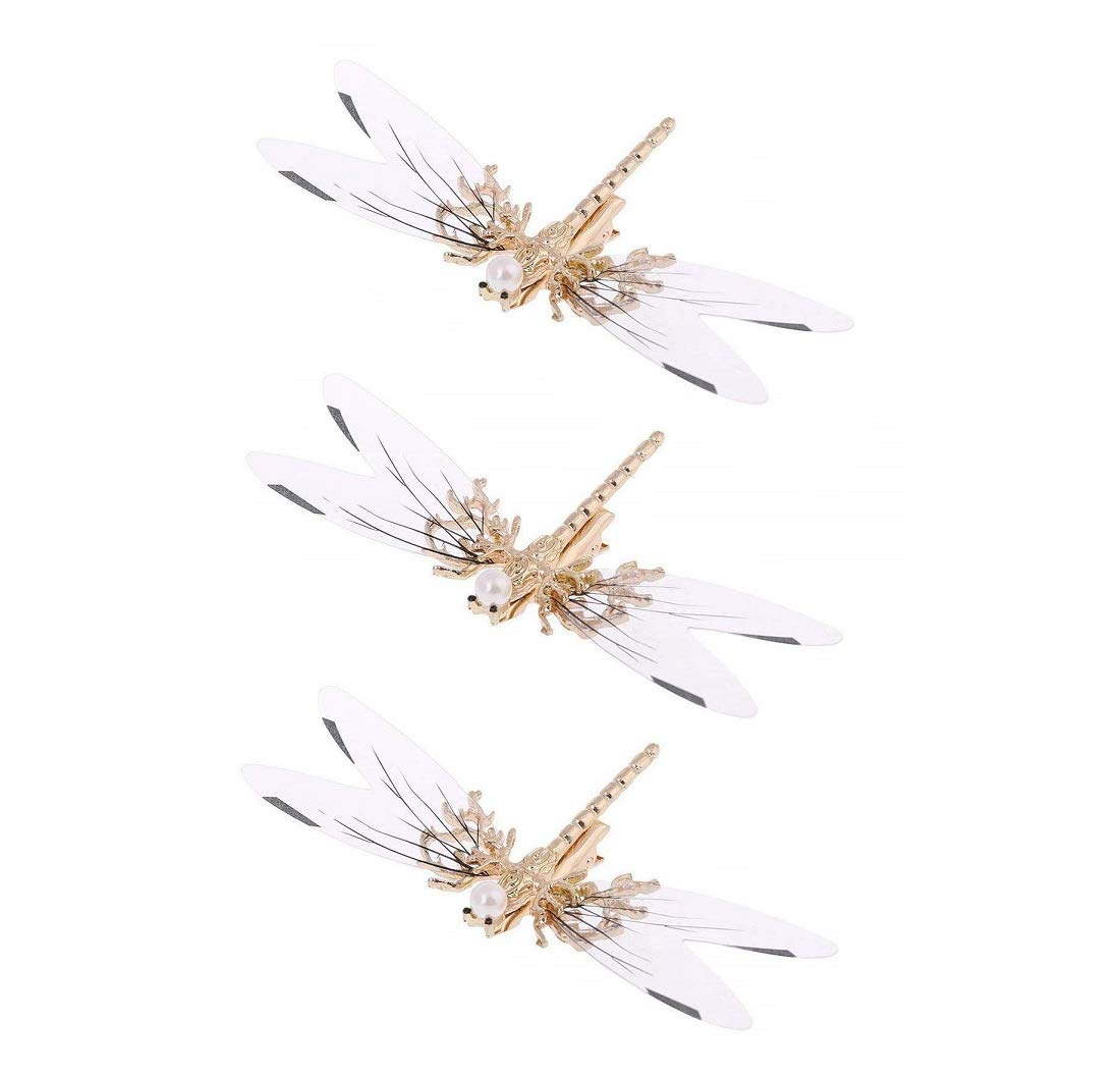 3PCS Baroque Gold Alligator Hair Clips with Dragonfly Starfish Design for Bridal Hair