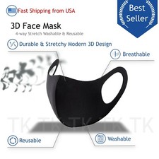 2/3/5 Washable Reusable Fashion Face Black Mask Unisex