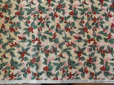 Home for the Holidays By the Yard BTY Hoffman Holly berries Christmas green