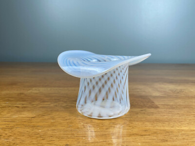 Opalescent Swirl Glass Top Hat Vase