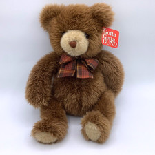 Gund Plush Brown Teddy Bear Strudel Plaid Bow Plush Stuffed Animal Sits 10