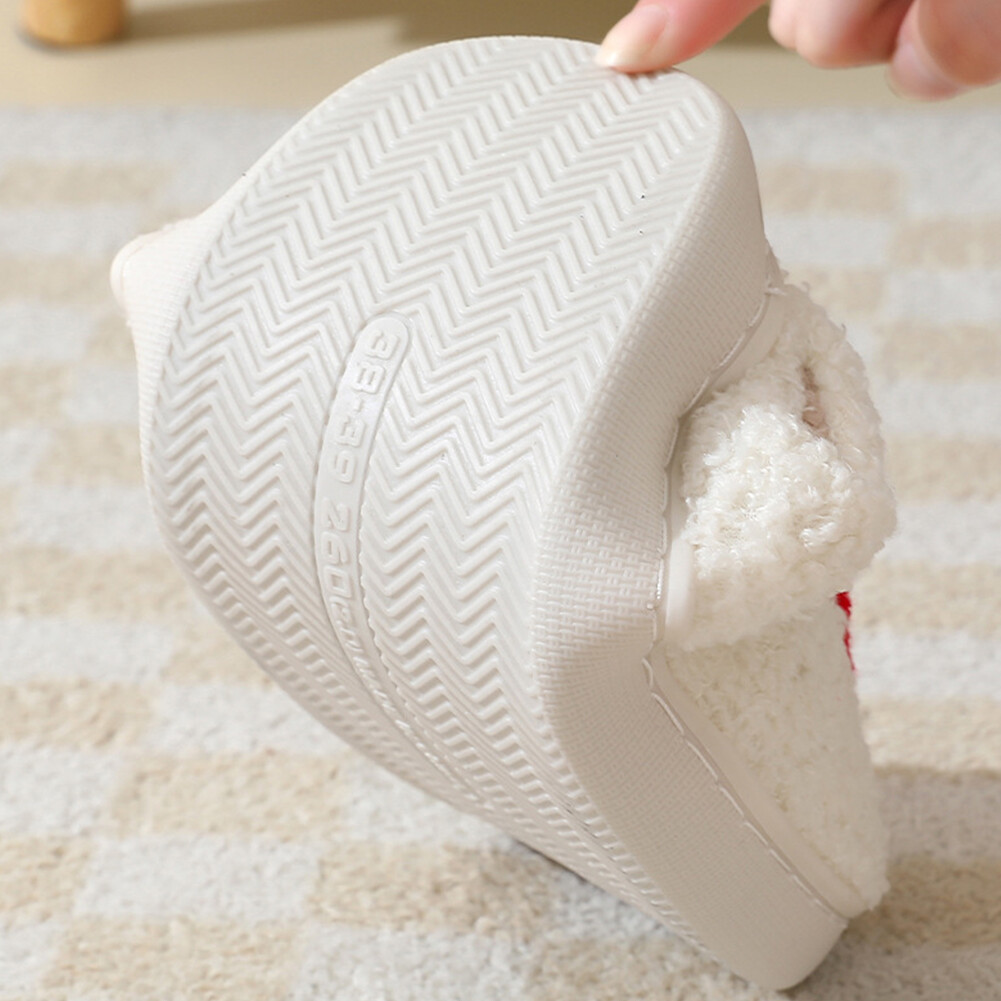 APL Santa Claus Furry Slippers Cozy Plush Closed Toe Slippers Cute for Winter Indoor