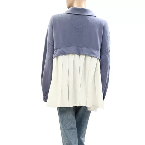 Free People Ellie Sweatshirt Top Buttondown Oversized Swingy Cotton XS 270812 - Picture 7 of 8