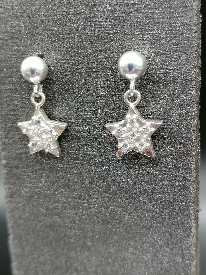 orecchini in argento e zirconi stella GIOIELLO ITALIANO bambina donna - Immagine 2 di 4