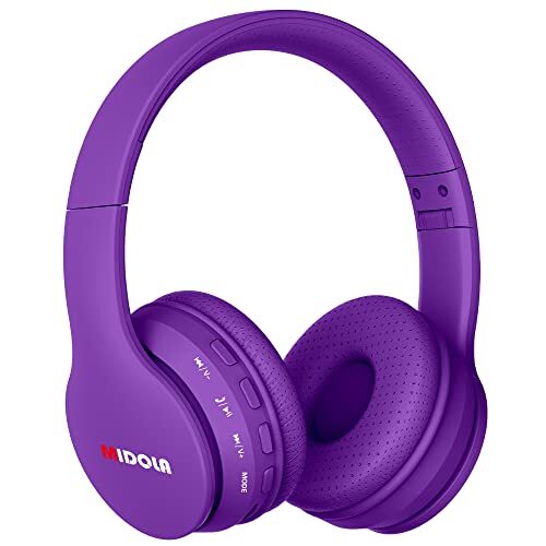 Kids Headphones Bluetooth 5.3 Wireless 60H Play Time Volume Limit Purple