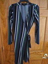 Ann Taylor Factory Wrap Dress Striped Medium Petite