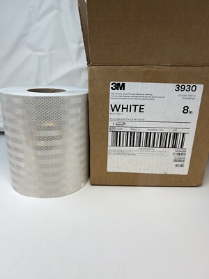 8'' 3M 3930 High Intensity Grade Prismatic Reflective Sheeting White 18' Cut Roll