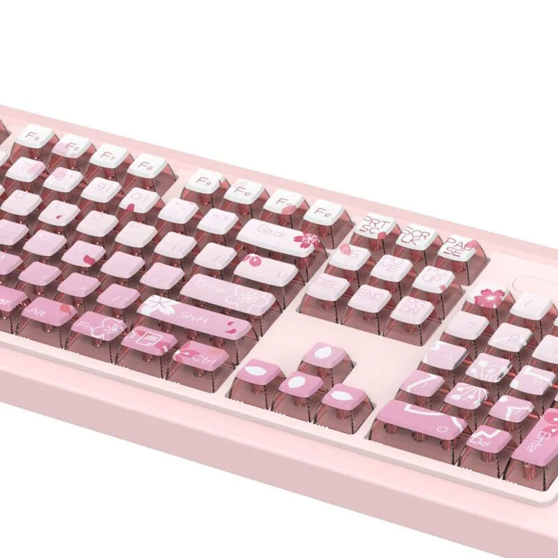 Sakura Yoshino Pink PBT Keycaps set Shine Through for MX Mechanical Keyboards