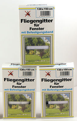 Fliegengitter 2x 130cmx150cm + Klettband Fenster Insektennetz Weiß Fliegennetz