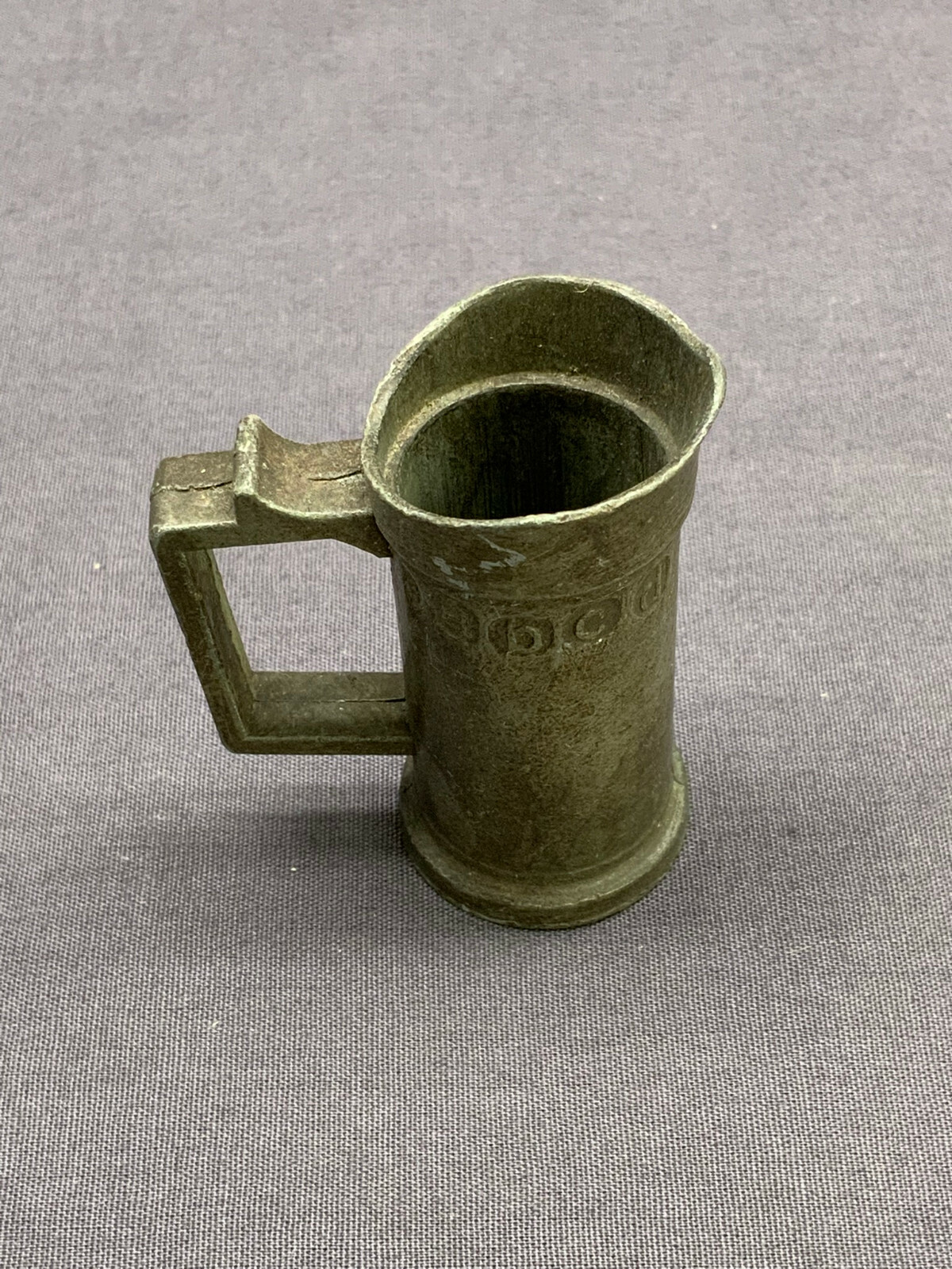 ANTIKE ZINN KANNE CENTILITER KLEIN HÖHE 5cm