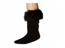 Hunter Kid Faux Fur Cuff Boot Sock Black Size M