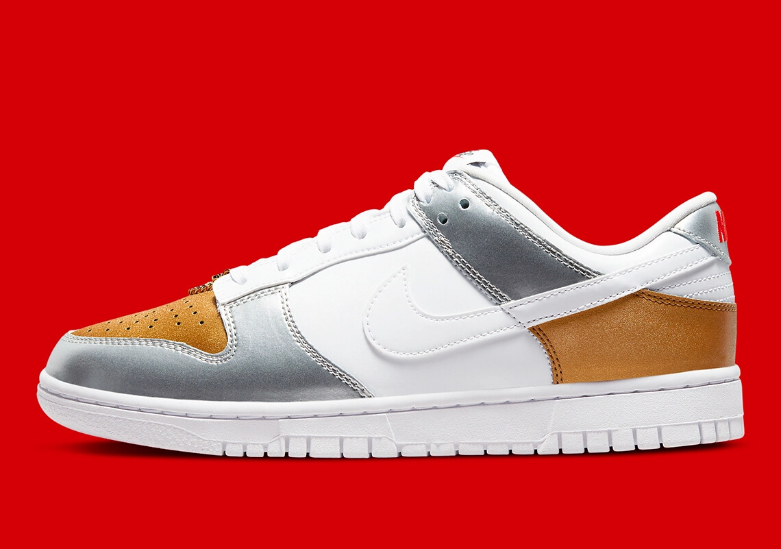 Nike Dunk Low SE Heirloom Gold White Silver DH4403-700 Женский размер 11 Новый