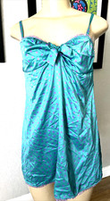 Victoria  s Secret Teal W/Polka Dot Babydoll Gown W/ Lace Button Back SZ L xcr