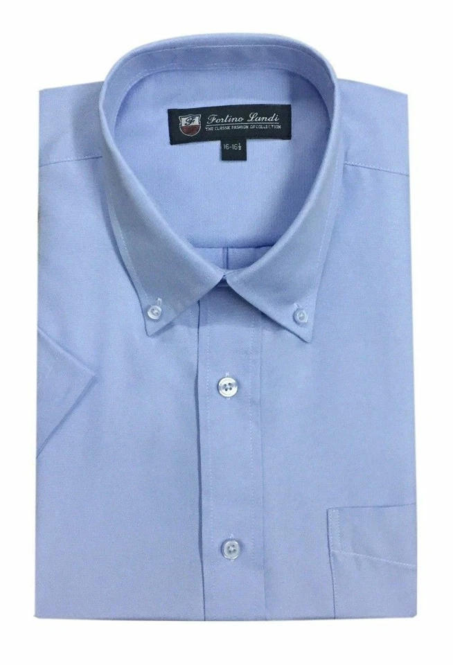Men's Short Sleeve Button Down Dress Shirts Cotton Blend Oxford 9 Colors 02BS - Image 3 of 4