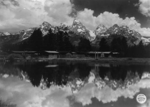 The Grand Tetons from Bar BC Ranch,Jackson's Hole,Wyoming,WY,c1927,Log ...