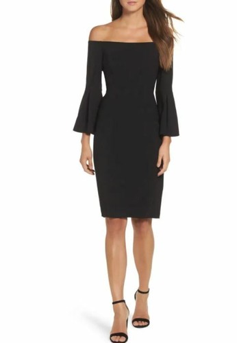 Shoulder Bell Sleeve Sheath Dress 