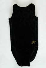 Alpha Factor Girl's Black Velour Gymnastic Leotard CM