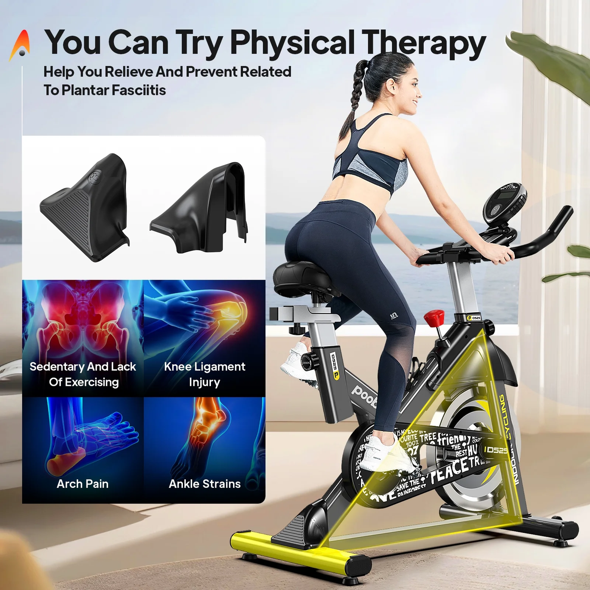 pooboo D525 Indoor Cycling Bike 35 lbs Flywheel 350 Lb Capacity 