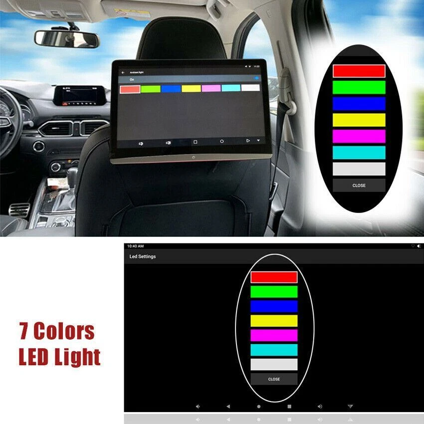 13.3"Android 10.0 Car Headrest Monitor Touch Screen Bluetooth HDMI 1080P WIFI FM - Bild 4 von 4
