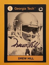 DREW HILL (Dec) Signed 1991 Collegiate Collection Georgia Tech #189 Autograph