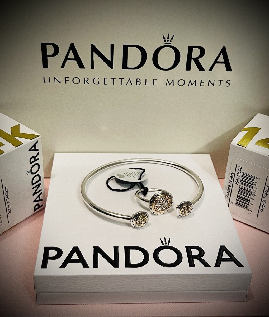 Bracelet et bague Pandora en argent sterling et or 14 carats