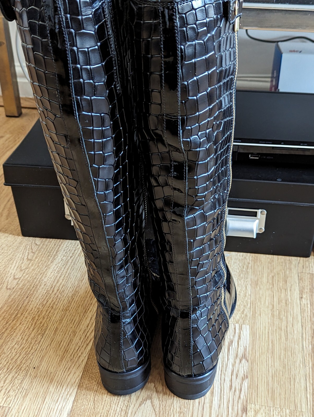 Clarks Ladies Black Patent Leather Licorice Snap Riding Style Boots UK 4 EU 37 eBay