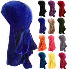 Velvet Durag Silky Hat Cap Men Women Premium Designer Doo Rag Wave Silk Headwear