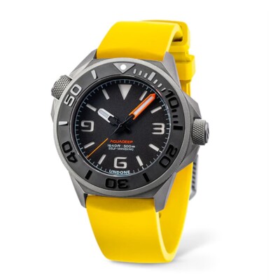 UNDONE AQUADEEP SIGNAL Automatik Titan Silikon Grau Gelb Herrenuhr