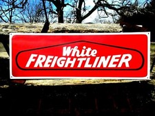 Large Hand Painted WHITE FREIGHTLINER Sign Truck Dealership Shop Diesel Semi