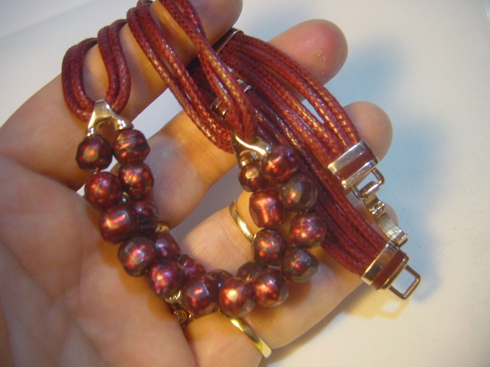 Solid Silver & Rose Gold Designer Necklace with S… - image 12