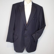 Oxxford Clothes Blazer Sport Coat Men 40R Navy Blue 2 Button Wool Jacket stripes