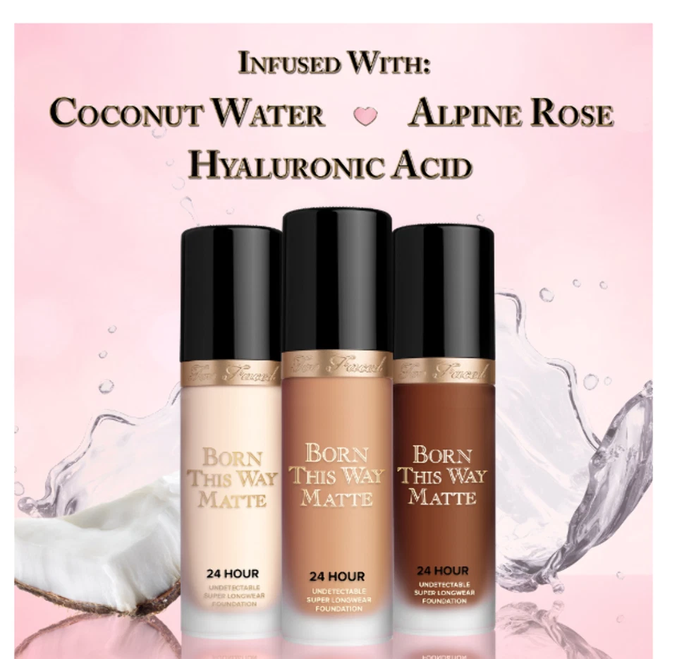 Too Faced Born This Way 24-Hour Matte  Liquid Foundation NEW SEALED Select Size - Image 3 of 4