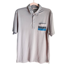 Travis Mathew Men's Shirt Medium Blue Gray Short Sleeve Polo Golf