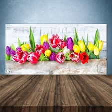 Crédence de cuisine en verre Panneau 140x70 Floral Tulipes